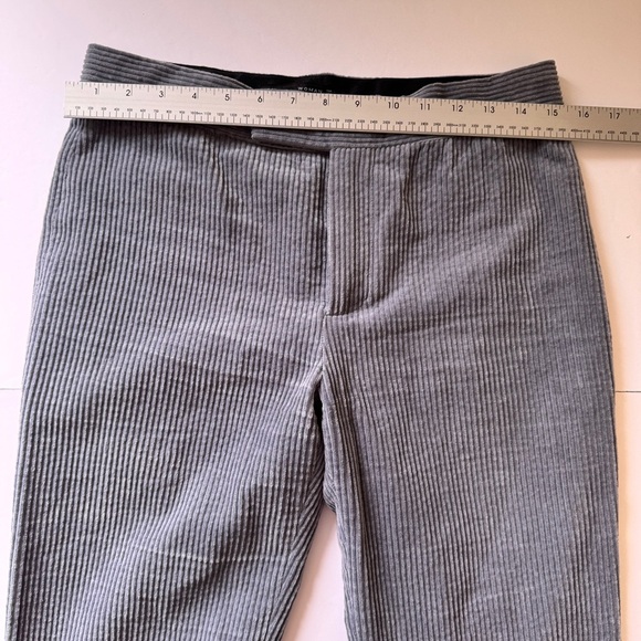 Zara Woman Pants Straight Leg Corduroy Trousers Slacks Blue Gray Zip Pockets S - Picture 5 of 15
